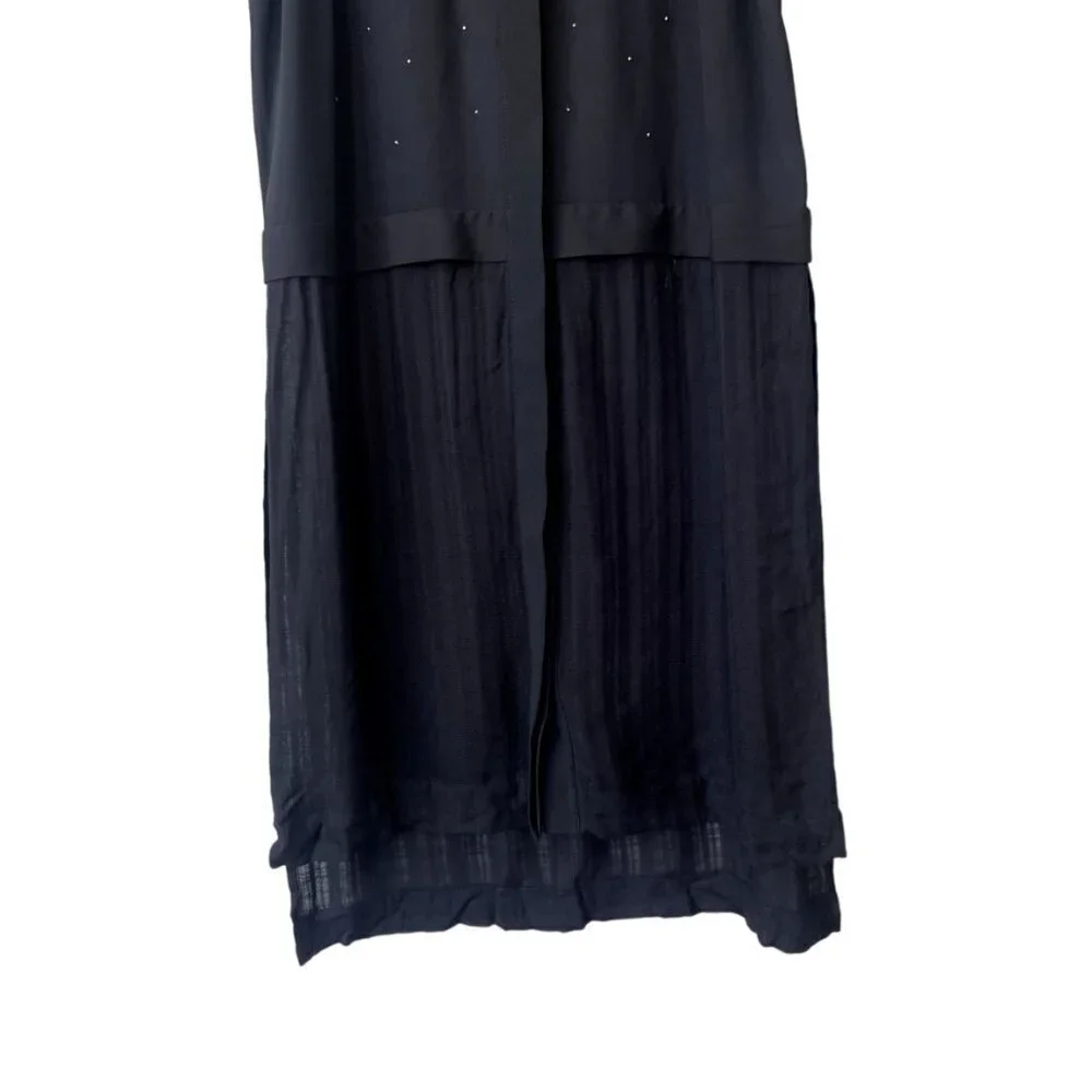 NWT Candies Sheer Sz S Black Rhinestone Sleeveless Tunic Button Front Blouse Top - Picture 3 of 8